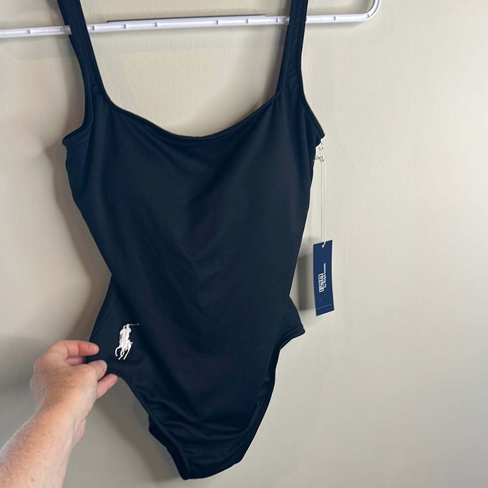 Polo by Ralph Lauren Black One Piece Swimsuit Sleek Design
